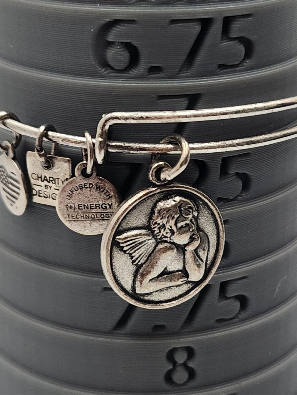 Alex & Ani Cherub Charm bangle bracelet angel Silver Tone